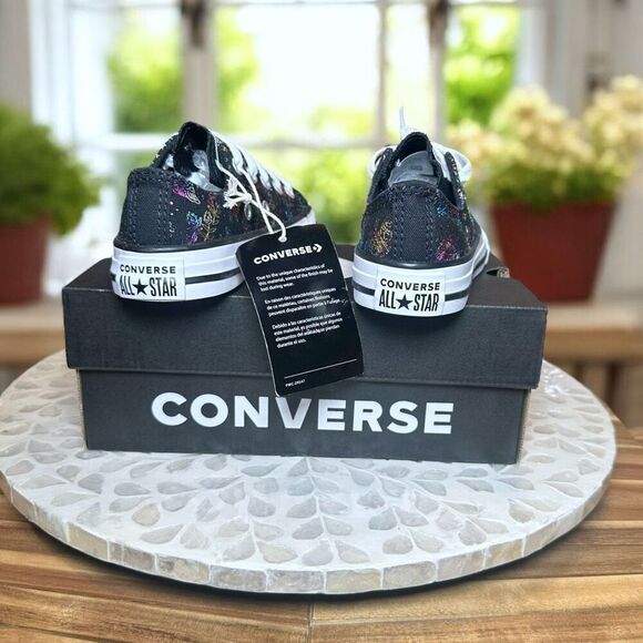 Converse Chuck Taylor All Star CTAS Low PS “Butterfly Shine” Kids Size 11 - Picture 10 of 15